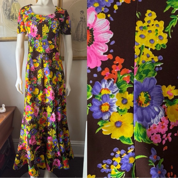 1970s Floral Maxi Dress - Picture 1 of 3